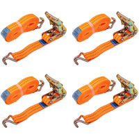 Satz aus vier orangefarbenen UNITRAILER 6m/35mm/2t Transportgurten mit Spannvorrichtung