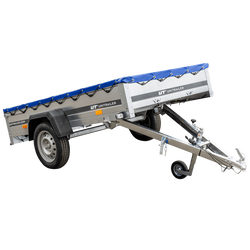 Stahl Anhänger mit Plane 750 kg GARDEN TRAILER 230 KIPP [mit Flachplane und Stützrad]