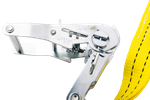Satz aus vier gelben UNITRAILER 4m/35mm/2t Transportgurten mit Spannvorrichtung