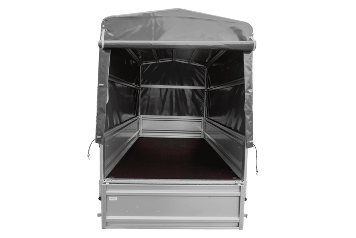 Anhänger 264x125 UNITRAILER FORCE 264 KIPP ungebremst mit H-1100 Rahmen und grauer Plane