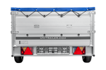 Einachsanhänger mit Aluminiumseitenwänden 264x125 Unitrailer Garden 264 KIPP ALU mit BIS-Seitenwänden, H-0-Rahmen und blauer Plane