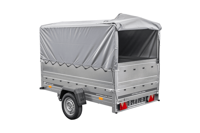 PKW-Anhänger 230x125 UNITRAILER GARDEN 230 FD mit BIS-Seiten, H-800-Gestell und grauer Plane