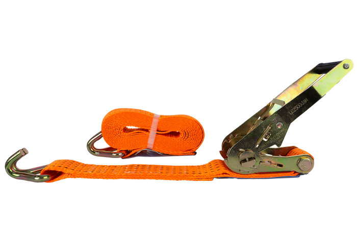 Satz aus vier UNITRAILER 5m/50mm/5t orangefarbenen Transportgurten mit Spannvorrichtung