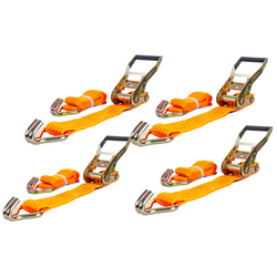 Satz aus vier UNITRAILER 5m/50mm/5t orangefarbenen Transportgurten mit Spannvorrichtung