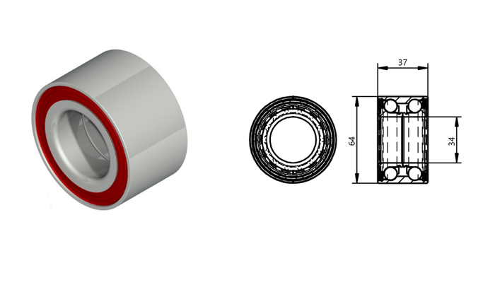 Nabe mit Lager für ungebremste Achse KNOTT 5x112, Mutternabdeckungssatz