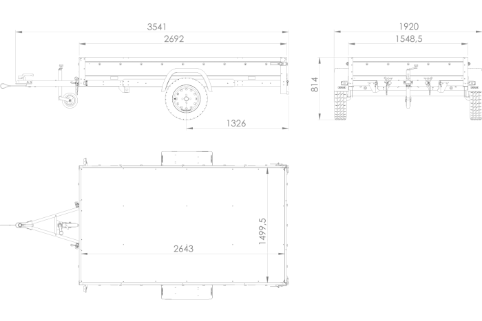 Einachsanhänger 264x150 UNITRAILER GARDEN 265 KIPP mit zusätzlichen Bordwänden, H-0-Rahmen und blauer Plane