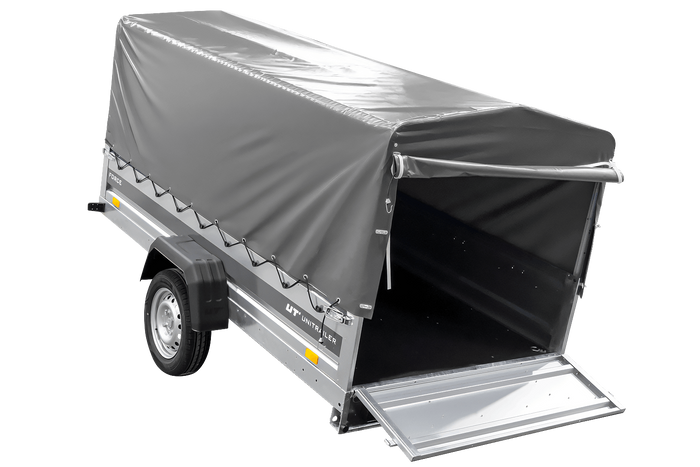 Ungebremster Anhänger 264x125 UNITRAILER FORCE 264 KIPP mit H-800 Spriegel und grauer Hochplane