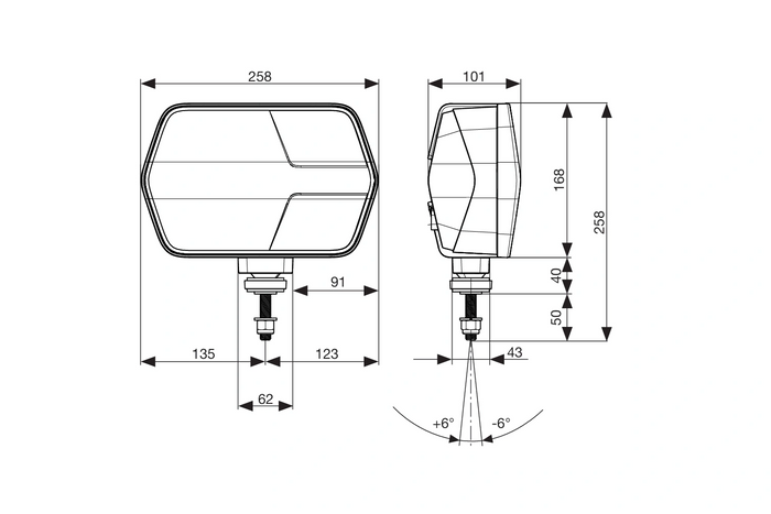 ASPÖCK LuxLED II LED-Frontleuchte, 7 Funktionen, 6-polig, DEUTSCH DT06-6S, rechts