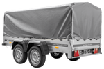 UNITRAILER GARDEN TRAILER ANHÄNGER 264/2 KIPP MIT STÜTZRAD, SPRIEGEL UND GRAUER PLANE