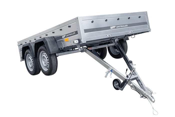 Autotransportanhänger 264x150 UNITRAILER GARDEN 265/2 KIPP mit H-0-Rahmen und blauer Plane