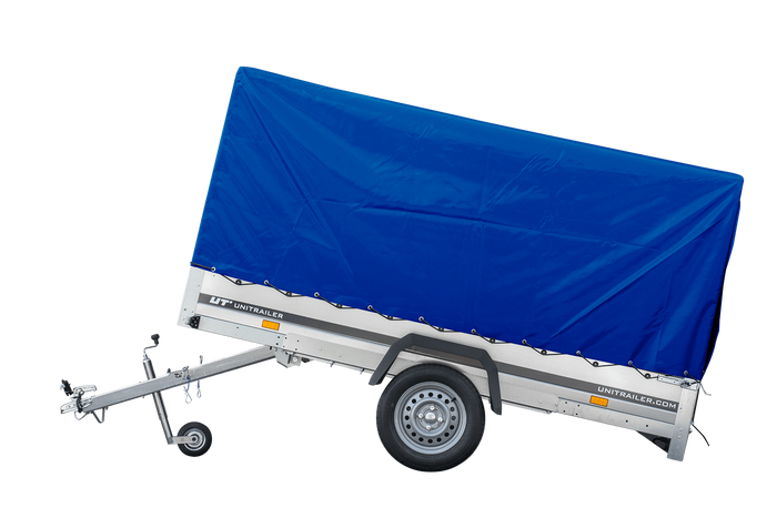 Autotransportanhänger 264x125 UNITRAILER GARDEN 264 KIPP mit H-1100 Rahmen und blauer Plane