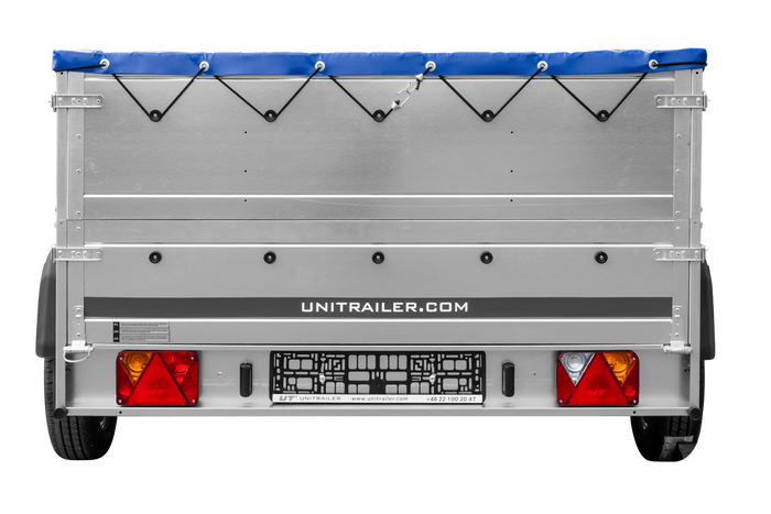 Zweiachsiger Anhänger 264x150 UNITRAILER GARDEN 265/2 KIPP mit BIS-Seitenwänden, H-0-Rahmen und blauer Plane