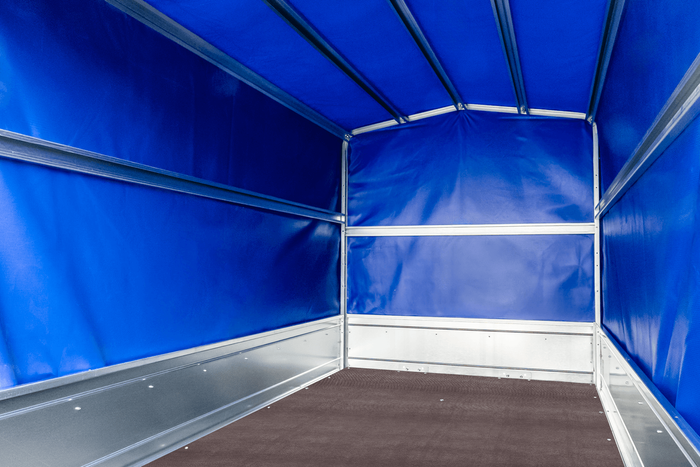 GARTENANHÄNGER 230 KIPP MIT STÜTZRAD, H-1100 RAHMEN UND BLAUER ABDECKUNG