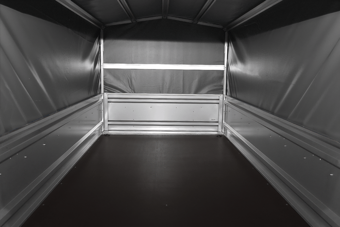 Ungebremster Anhänger 264x125 UNITRAILER FORCE 264 KIPP mit H-800 Spriegel und grauer Hochplane