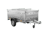 Einachsiger Anhänger auf Blattfedern 230x125 UNITRAILER GARDEN 230/R KIPP mit BIS-Seitenwänden und Aluminiumabdeckung