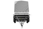 Der Anhänger Garden Trailer 264/2 KIPP MIT STÜTZRAD, H-1100-HOCHSPRIEGEL UND GRAUER PLANE