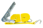 Satz aus vier gelben UNITRAILER 8m/50mm/5t Transportgurten mit Spannvorrichtung