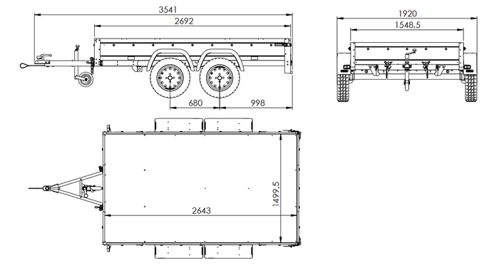 Zweiachsanhänger 264x150 UNITRAILER GARDEN 265/2 KIPP mit H-800 Rahmen und blauer Plane