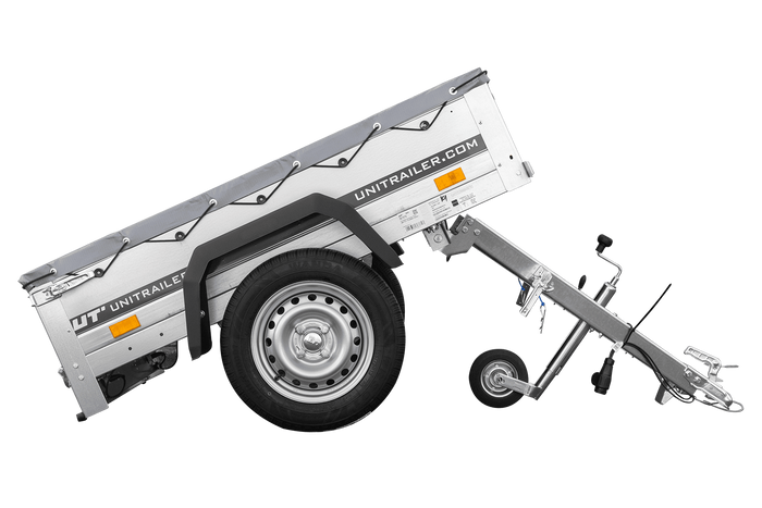 Kleinanhänger für Pkw Garden Trailer 150 KIPP, 150 x 106 cm, 750 kg [mit Flachplane, Planenträgern und Stützrad]