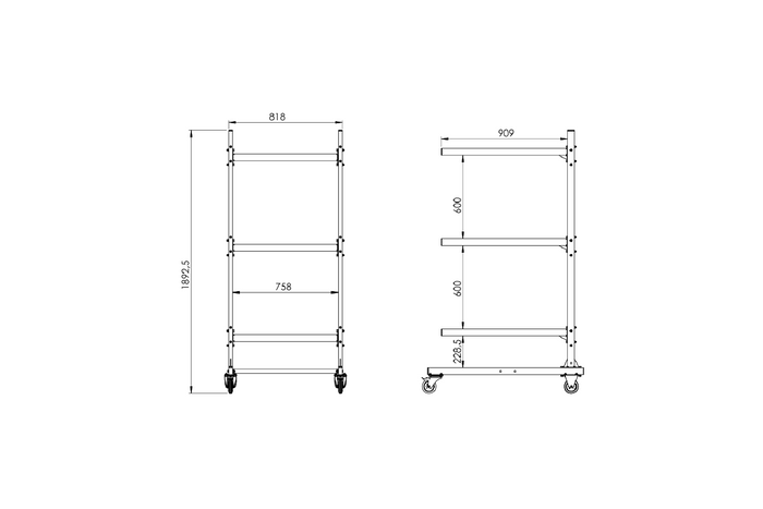 INTER PACK Dachboxträger, Träger für 3 Boxen, 1892,5 mm, 818 mm