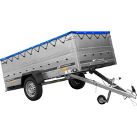 Großer Anhänger 750 kg GARDEN TRAILER 264 KIPP mit Bordwandaufsatz [zusätzliche 40 cm], Stützrad und blauer Flachplane