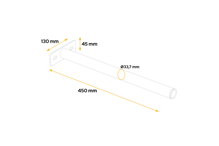 Gerades Rohr zur Montage des DOMAR D51100 Kotflügels, Halterungsdurchmesser 33 mm, Länge 450 mm