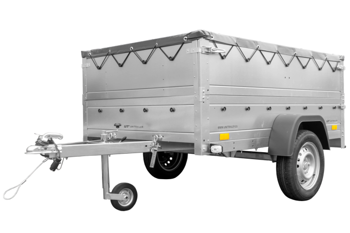 Leichtanhänger auf Federn 200x125 UNITRAILER GARDEN 201/R KIPP mit BIS-Seiten, H-0-Rahmen und grauer Plane