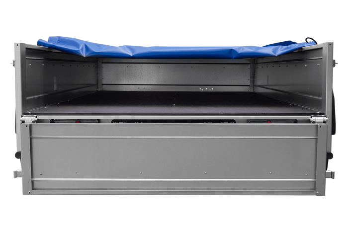 GARDEN TRAILER 264/2 KIPP MIT STÜTZRAD, PLANENTRÄGER UND BLAUER FLACHPLANE