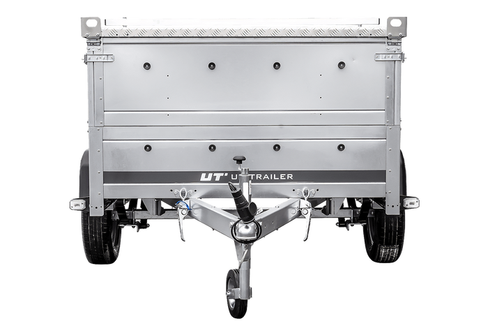 Einachsiger Anhänger auf Blattfedern 230x125 UNITRAILER GARDEN 230/R KIPP mit BIS-Seitenwänden und Aluminiumabdeckung