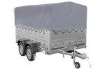 Leichter Anhänger 264x150 UNITRAILER GARDEN 265/2 KIPP mit BIS-Seitenwänden, H-800-Rahmen und grauer Plane