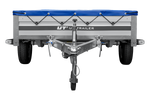 Autotransportanhänger mit Aluminiumseitenwänden 264x125 Unitrailer Garden 264 KIPP ALU mit H-0-Rahmen und blauer Plane