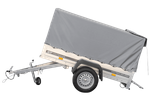 Autotransportanhänger 200x106 UNITRAILER GARDEN 200 KIPP mit H-800 Rahmen und grauer Plane