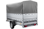 Leichter Anhänger auf Blattfedern 264x125 UNITRAILER FORCE 264/R KIPP mit BIS-Seitenwänden, H-800-Rahmen und grauer Plane