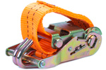 Satz aus vier UNITRAILER 4m/35mm/2t orangefarbenen Transportgurten mit Spannvorrichtung
