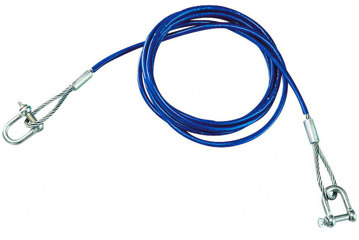 Abschleppseil mit Schäkel LAMPA Stahlseil 3,5m/6mm/3t blau
