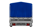 Anhänger mit Blattfedern 230x125 UNITRAILER FORCE 230/R KIPP mit H-800 Spriegel und blauer Hochplane
