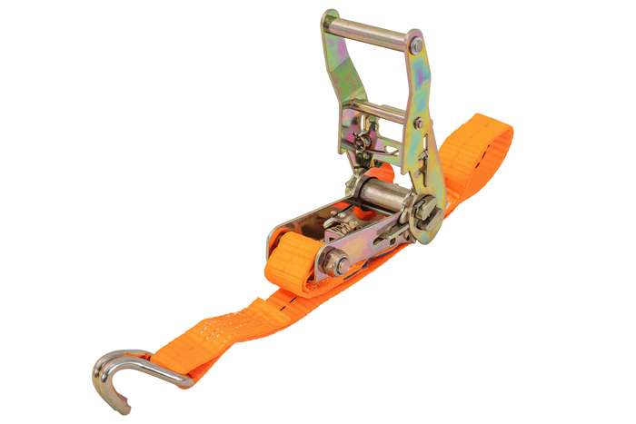 Satz aus vier UNITRAILER 3m/25mm/1t orangefarbenen Transportgurten mit Spannvorrichtung