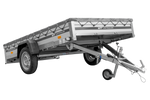 Autotransportanhänger mit Aluminiumseitenwänden 264x150 Unitrailer Garden 265 KIPP ALU mit H-0-Rahmen und grauer Plane