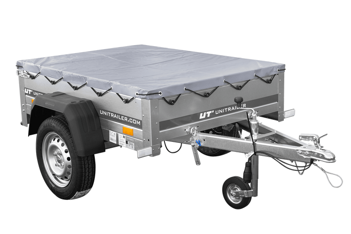 Kleinanhänger für Pkw Garden Trailer 150 KIPP, 150 x 106 cm, 750 kg [mit Flachplane, Planenträgern und Stützrad]
