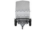 Leichter Anhänger 200x106 UNITRAILER GARDEN 200 KIPP mit BIS-Seitenwänden, H-800-Rahmen und grauer Plane