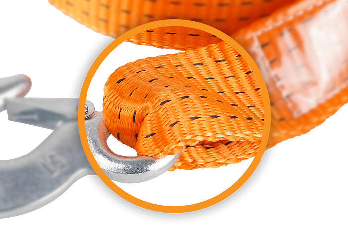 HERMON Schleppseil mit Haken, 4,5 m/50 mm/5 t, orange