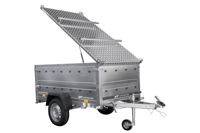 Leichter Anhänger 200x106 UNITRAILER GARDEN 200 KIPP mit BIS-Seitenwänden und Aluminiumabdeckung