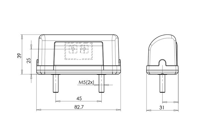 WAŚ W52 LED Kennzeichenleuchte mit 0,2m Kabel