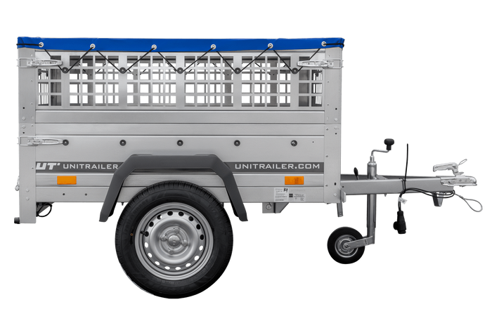 Kompakter Anhänger Garden Trailer 150 KIPP 150x106 cm 750 kg mit Laubgitteraufsatz