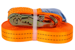 Satz aus vier UNITRAILER 12m/35mm/2t orangefarbenen Transportgurten mit Spannvorrichtung