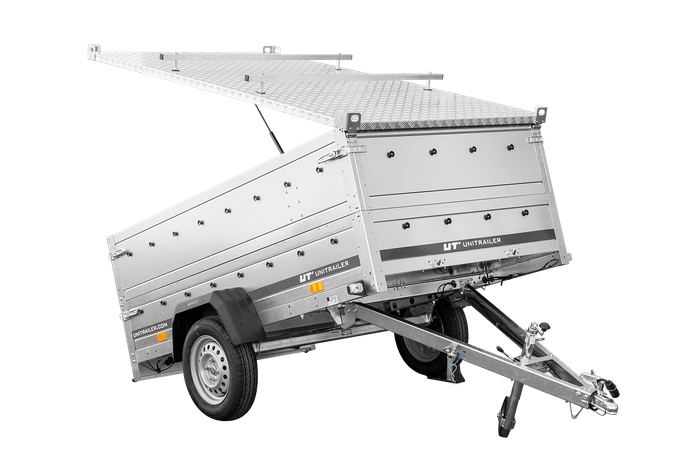 Einachsanhänger 230x125 UNITRAILER GARDEN 230 KIPP mit BIS-Seitenwänden und Aluminiumabdeckung