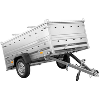 Einachsiger Anhänger 230x125 UNITRAILER GARDEN 230 KIPP mit Bordwandaufsatz und Aludeckel