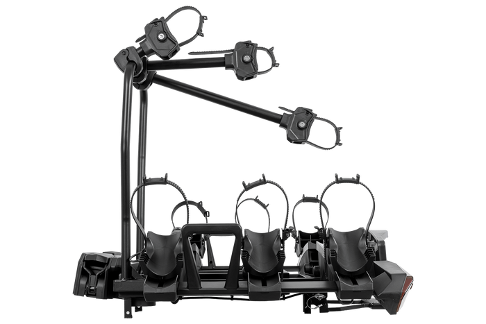 Inter Pack Velox 3 LED - faltbarer Anhängerkupplungs-Fahrradträger für 3 Fahrräder mit LED-Beleuchtung (schwarz)