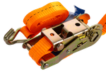 Satz aus vier orangefarbenen UNITRAILER-Transportgurten (2 m/25 mm/1 t) mit Spannvorrichtung