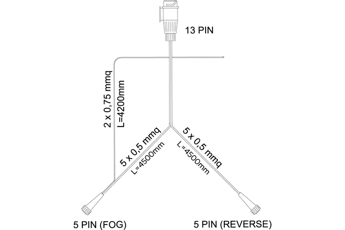 MANTES Elektroinstallation, Anhängerkabelbaum, 4,5m, 13PIN Stecker, 2x5PIN Bajonett